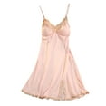thumbnail image 1 of Cqxid525 Nightgowns for Women Womens Nightdress Thin Suspender Ice Silk Pajamas Lace Lace Slit Chest Pad Homewear Lightweight Sleep Shirt Pink 1PC, 1 of 3