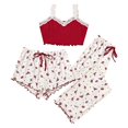 thumbnail image 1 of Clothing Cqxid525 Pajama Set for Women Women's 3 Pieces Pajamas Heart Print Shorts Pants Pj Sets Sleepwear Two Piece Soft Sleepwear Red 1PC, 1 of 4