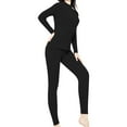 thumbnail image 1 of Clearance! Cqxid525 Thermal Underwear Women Ultra-Soft Set Women's Mid Collar Long Sleeve Double Sided Brushed Warm Solid Color Slim Bottom Outer Wear Long Sleeve Thermal Underwear Set Black 1PC, 1 of 6
