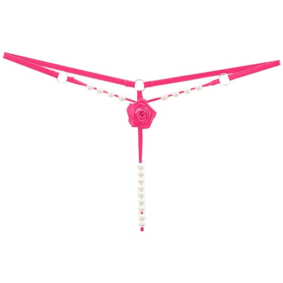 Clearance Cqxid525 Women's Cotton Bikini Panties Women Tassel Mesh Pearl Briefs Hollow Out Panties Crochet Lace Up Panty Thongs G String Lingerie Underwear Breathable Thong Pink