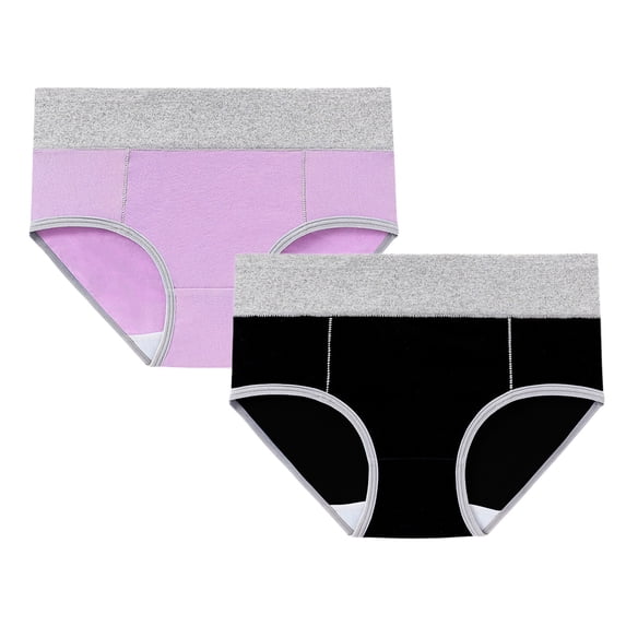 Clearance Cqxid525 Women's Cotton Brief Underwear Women's Cotton Underwear High Waist Briefs Soft Underpants Ladies Full Coverage 2 Pack High Waisted Black