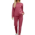 thumbnail image 1 of Cqxid525 Women's Pajama Sleep Sets Sets for Women 2 Jogger Pajama Long Sleeve Pants Loungewear Sweatsuits Casual Matching Outfits Pink 1PC, 1 of 3