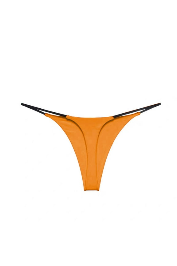 Cqxid525 Women's Panties Women Double Strap Thong Low Waist Double Cotton T Shape Panties Low Rise G-String Briefs Orange