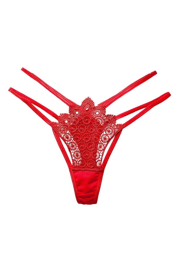 Clearance Cqxid525 Women's Panties Women Underwear Thongs Lace Bikini Panties G String Thong Stretch Ladie Brief Thong Low Rise G-String Briefs Red