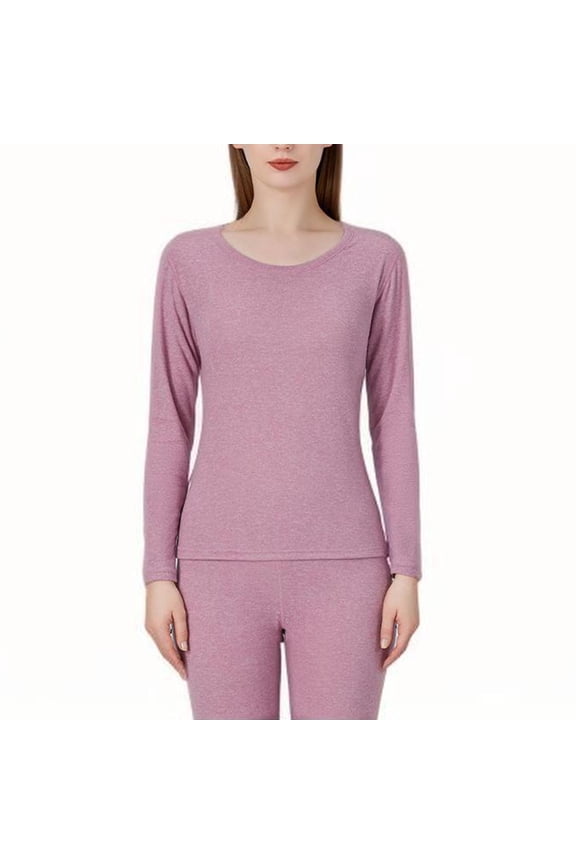Womens Thermal Set Wool and Silk Warm Underwear Set Autumn Clothes and Pants with Thick Velvet Top and Bottom Sets Purple 1PC