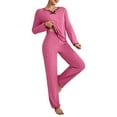 thumbnail image 1 of Clothing Cqxid525 cotton pajamas for women set Ribbed Pajama Sets for Women Pullover V Neck Long Sleeve Sleepwear Matching Comfy Long Pants Outfits Two Piece Soft Sleepwear Red 1PC, 1 of 8