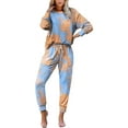 thumbnail image 1 of Clearance! Cqxid525 pajamas for women set Sets for Women 2 Jogger Pajama Long Sleeve Pants Loungewear Sweatsuits Casual Matching Outfits Sleepwear Pjs Sets Lounge Set Orange 1PC, 1 of 4