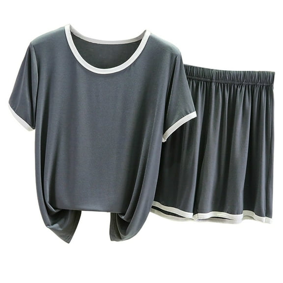 Cqxid525 pajamas for women set Women's Pajama Sets 2 Piece Sleepwear Tops and Sleep Shorts Set Soft Set with Pockets Summer Sleepwear Pjs Sets Lounge Set Gray 1PC
