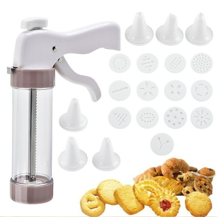 Clearance! Cream Framing Gun with Cookie Press, 2025 New Cookie Press Set for Baking, Christmas Cookie Press Maker Gun, Christmas Cookie Making Decorating Kit for DIY Biscuit Maker and Cake Icing