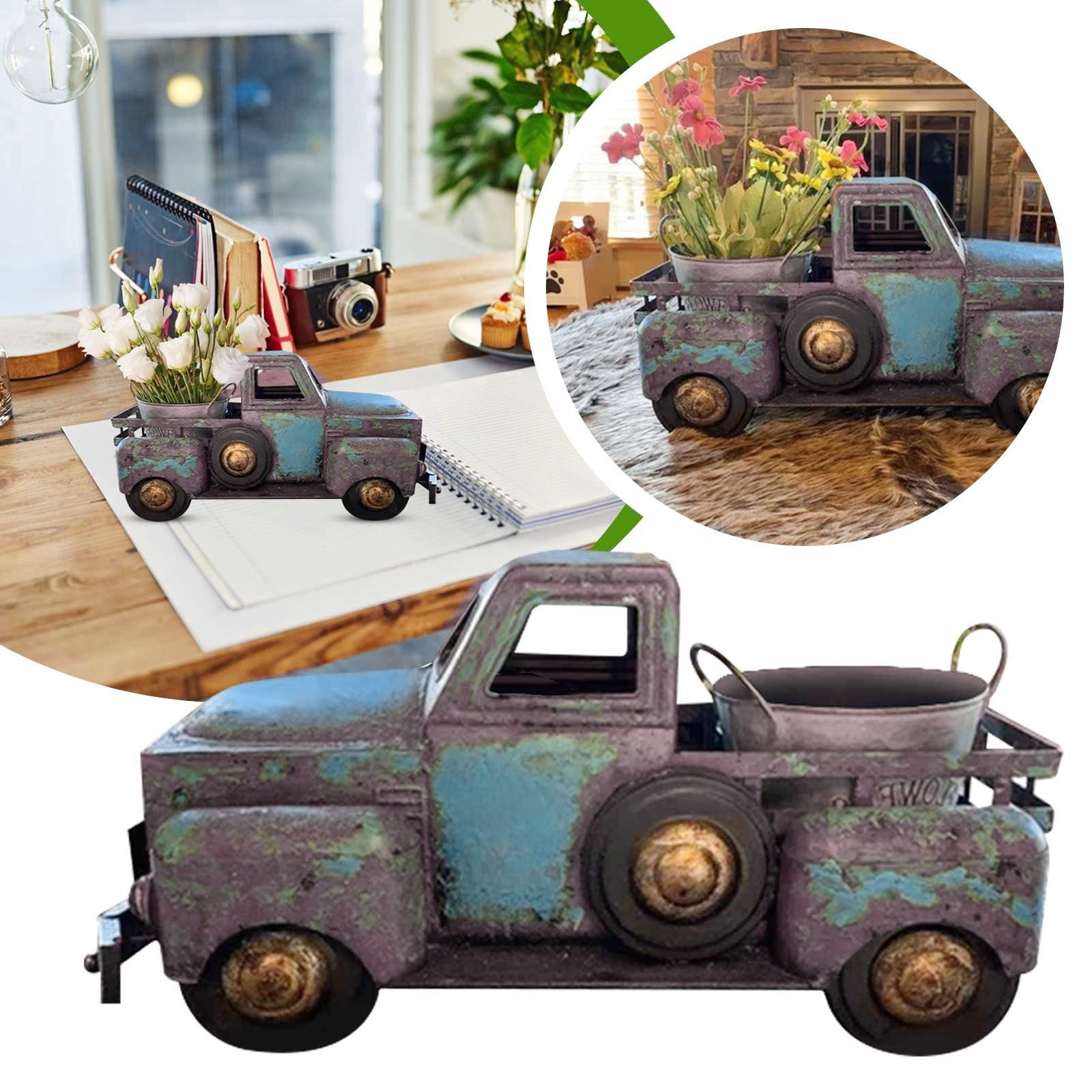 Clearance! Creative Retro Green Small Truck Flower Pot Flower Plants