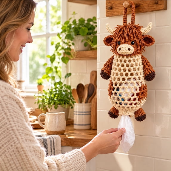 Clearance Crochet Animal Bag Holder DIY Kit, Cute Hanging Storage Craft ...