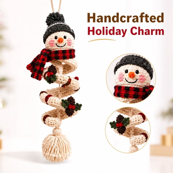 Clearance!Crochet Snowman Spiral Ornament DIY Kit,Christmas crochet kit with yarn, hook, for Handmade Beginner Ornament for Window Porch Wall