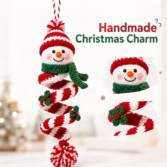 Clearance!Crochet Snowman Spiral Ornament DIY Kit,Christmas crochet kit with yarn, hook, for Handmade Beginner Ornament for Window Porch Wall