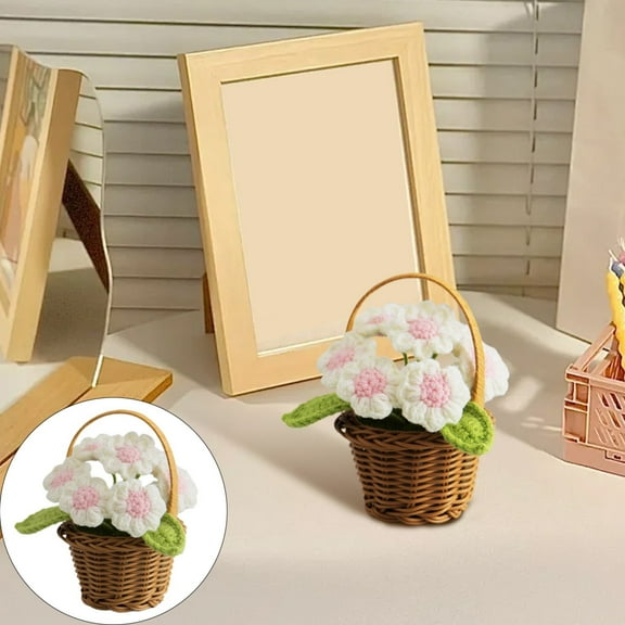 Clearance! Crochet Sunflower Bouquet Knitted Potted Flowers Home/ Decorations Handmade Artificial Flower for Mom Birthday Anniversary Valentines