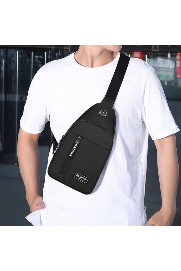 Clearance! Backpack Sling Bag for Men Women, Black Messenger Shoulder Bag for School Work Travel