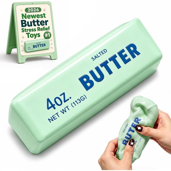 Clearance Crunchy Butter Squish Asmr Bead Filled, Slow Rising Squeeze Toys, Crunchy Butter Squishies Realistic Food Stress StickFavor Gifts for Kiddo Teens Adults (Green)