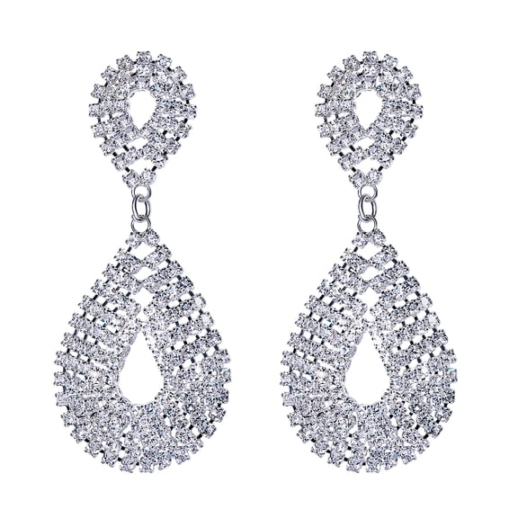 [Clearance] Crystal Drop Earrings for Women Shiny Rhinestones Bijoux Dangle Earring 925 Sterling Silver Post Weddings Party Fashion Jewelry Gift for Wife Girlfriend on Clearance