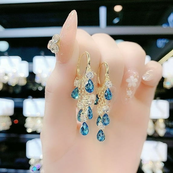 Clearance!Crystal Earrings for Women,Tassel Crystal Drop Earrings,Emerald Green Earrings Emerald Green Crystal Dangle Earring Drop Earrings Wedding Bridal Women