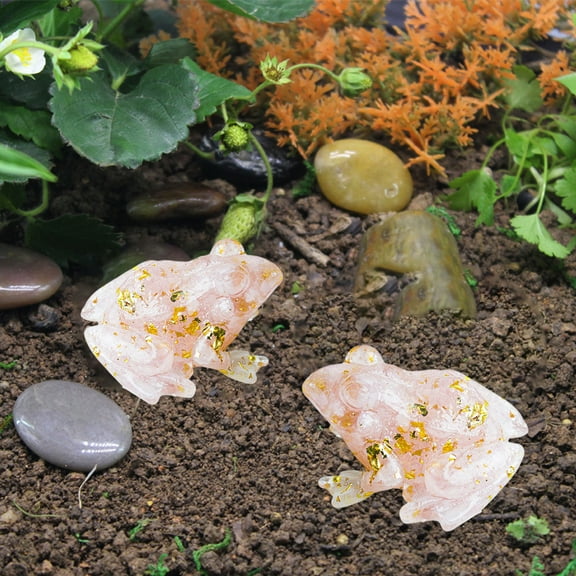 Clearance! Crystal Frog Figurine Natural Crystal Chip Animal Statue Handmade Drip Resin Frog Collectible Frog Sculpture Home Office Reception Desktop Decoration Figurines on Clearance! E