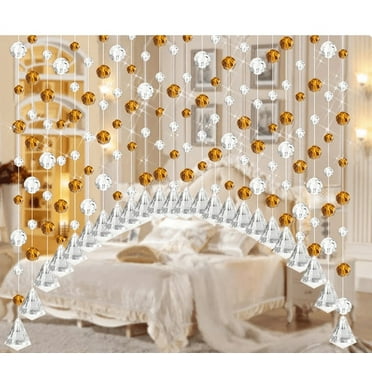 Clearance！Curtainunder $5Elegant Crystal Glass Bead Curtain Luxurious Window Door Divider for Living Room Bedroom Or Wedding Decor Sparkling Beads
