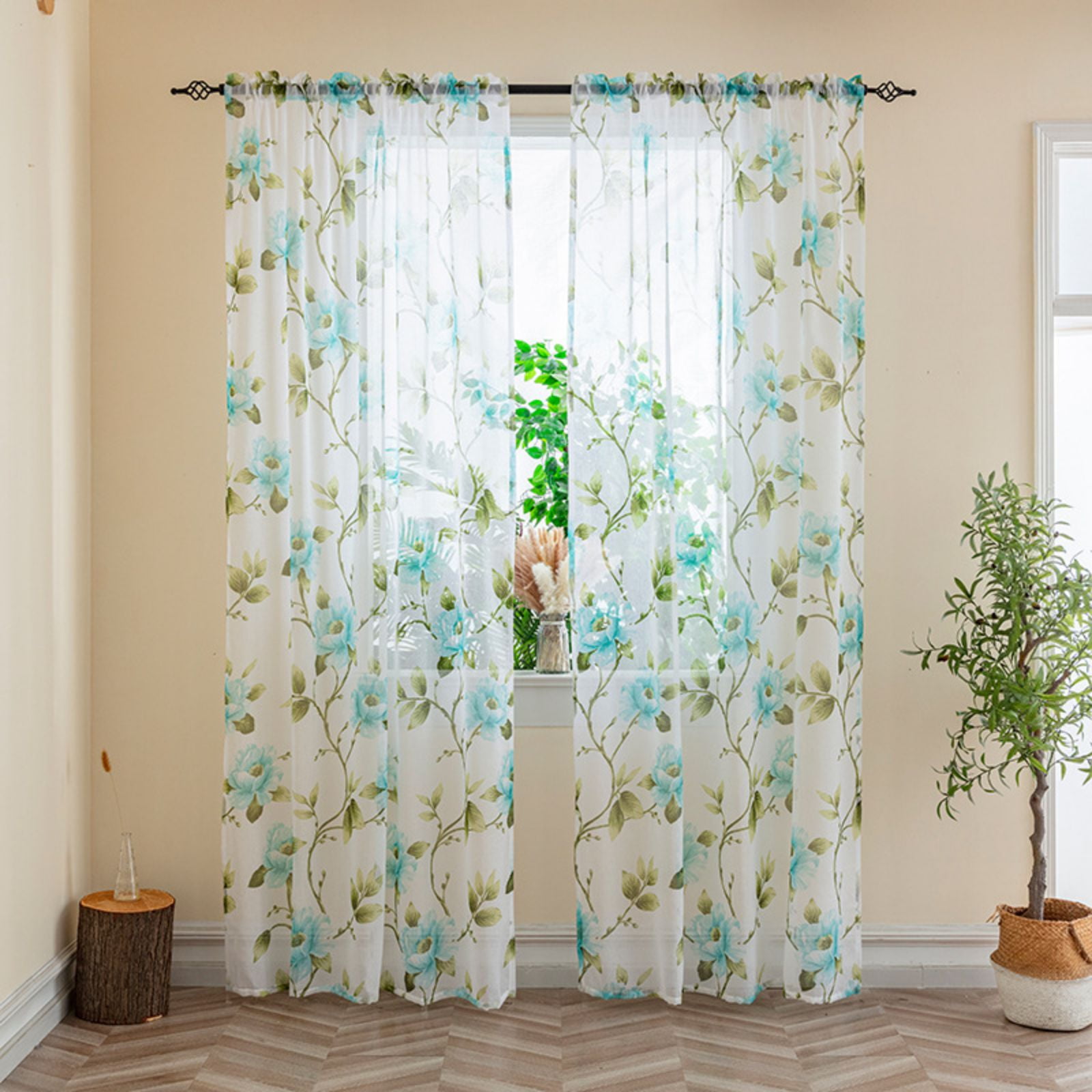 Clearance! Curtains Sheer Curtains 2 Panels Set, Transparent Voile