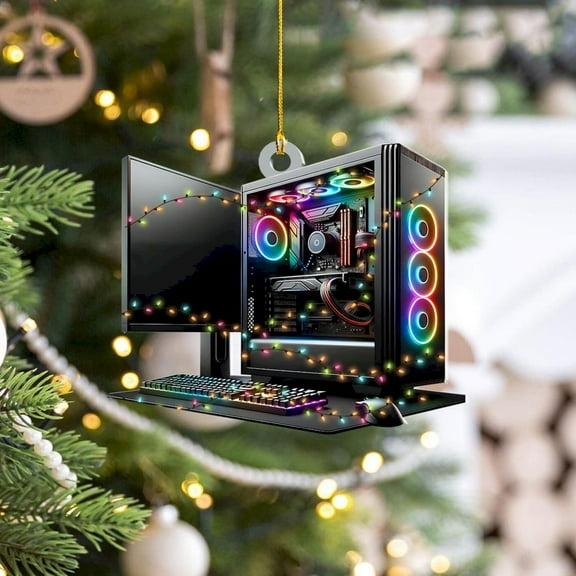 Clearance! Custom Gaming Computer Christmas Ornament Christmas Tree Decor Custom Computer Ornament Loved Gaming Computer Ornament Ornament Gift 3.9*3.1*0.4 in Black