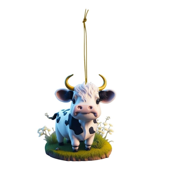 OAVQHLG3B Cute Cartoon Cow Decorative Hanging Ornament DIY Christmas Tree Ornament Lovely Animal Home Decor Cars Backpacks Acrylic Highland Cow Pendants Christmas Tree Decorations