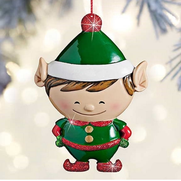 Clearance Cute Christmas Tree Ornament Resin Boy and Girl Hanging Bauble Keepsake for Children Holiday Decor