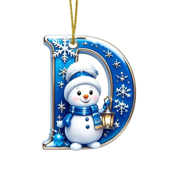 Clearance Cute Snowman Letter D Personalized Christmas Ornaments, Christmas Tree Decorations, 2D Christmas Tree Pendants for Xmas Tree Decor