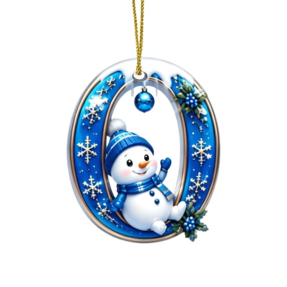 Clearance Cute Snowman Letter O Personalized Christmas Ornaments, Christmas Tree Decorations, 2D Christmas Tree Pendants for Xmas Tree Decor