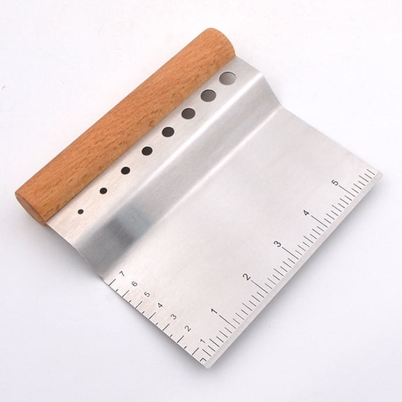 Clearance Cutter under $10,Wood Handle Curved Handle Baking Flour Spatula Thickened Stainless Steel Cutting Eight Hole Tool