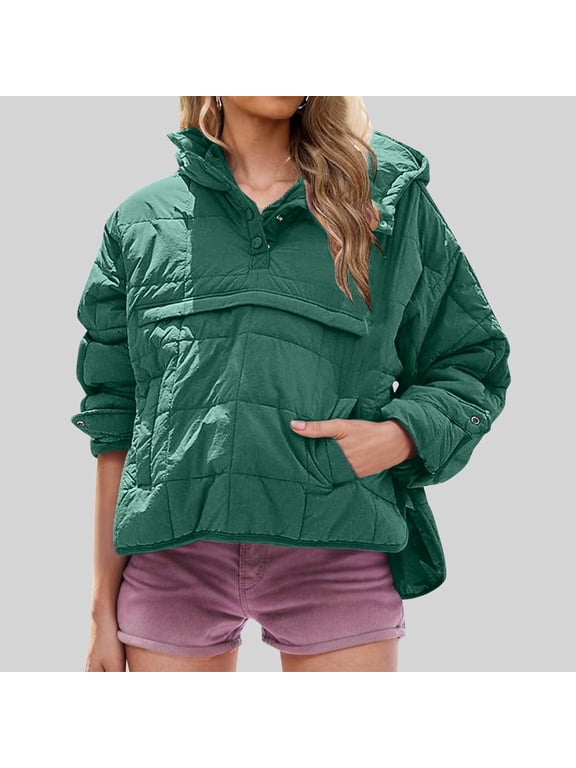 Cyber&Monday Womens Under $4.00 Fayshow0 Women'S Oversized Hooded Puffer Jacket Quilted Lightweight Winter Warm Pullover Padded Hoodies Coat