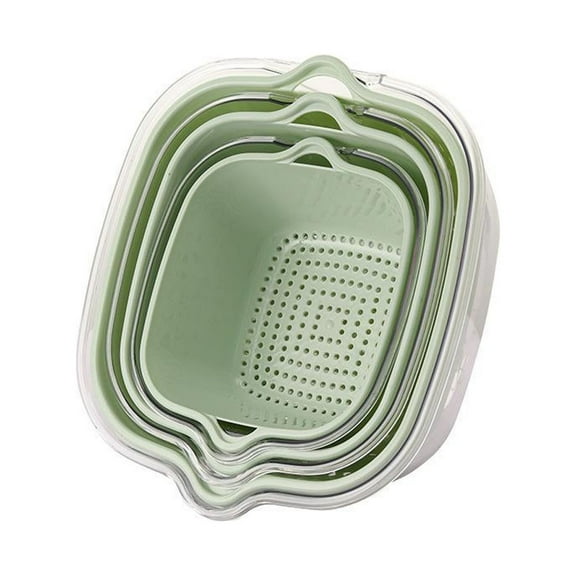 Clearance Czzoypi Strainer (Green), Colander for Kitchen Thickened Double-layer Basket Six-piece Plastic Vegetable Washing Basket Kitchen Storage Vegetable Washing Frame Washing Fruit