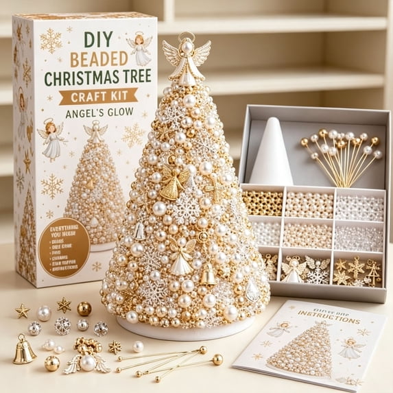 Clearance DIY Beaded Christmas Tree Kit, Crystal Art Craft Set for Adult, Twinkle Kit Christmas Tree, Christmas Gift (Angle)