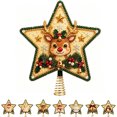 thumbnail image 1 of Clearance! DIY Beaded Christmas Tree Star Topper, Christmas Diamond Art Kit for Adults, DIY Pearls Rhinestone Craft, Gold Spiral Tree-Top Base, Christmas Tree Topper Holiday Party Decor (Reindeer), 1 of 8