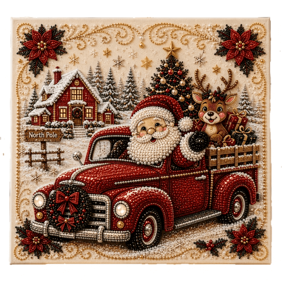 Clearance! DIY Christmas Pearl Diamond Painting Art Kit with Frame, Christmas Pearl Beads Art Craft for DIY Lover Beginner for Home Wall Decor.#B