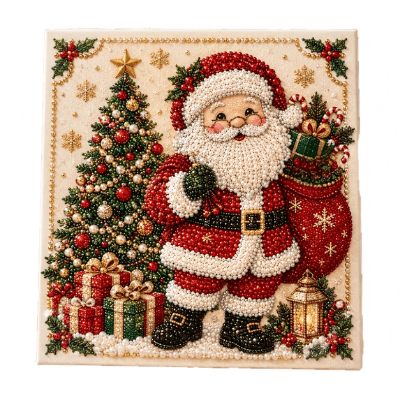 Clearance! DIY Christmas Pearl Diamond Painting Art Kit with Frame, Christmas Pearl Beads Art Craft for DIY Lover Beginner for Home Wall Decor.#D