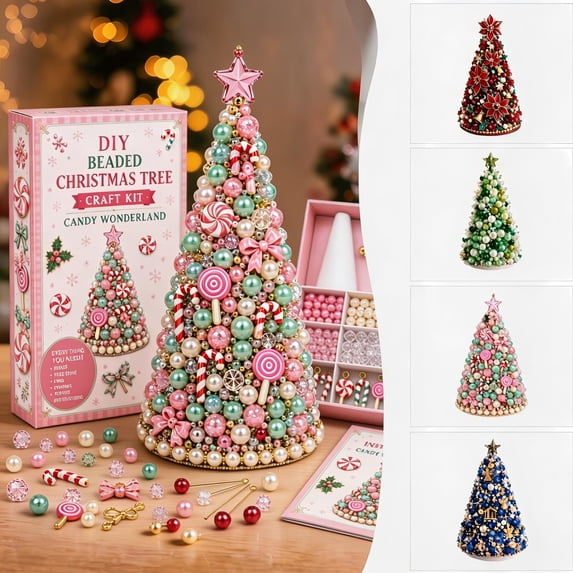 Clearance DIY Christmas Tree Kit, 2027 New Crystal Beaded Christmas Tree, Pearl Diamond Art Beaded Plant Kit for Tabletop,christmas G