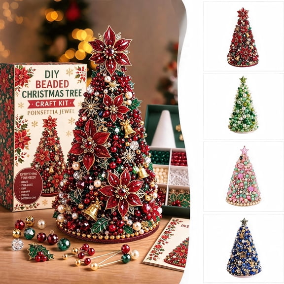 Clearance DIY Christmas Tree Kit, 2027 New Crystal Beaded Christmas Tree, Pearl Diamond Art Beaded Plant Kit for Tabletop