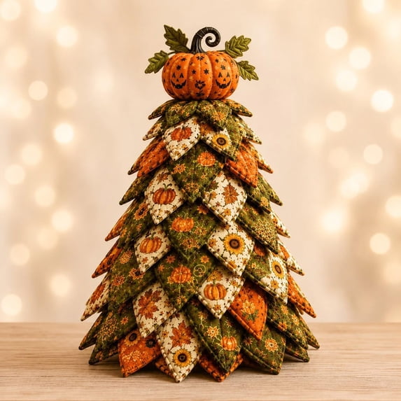 Clearance! DIY Halloween Quilted Fabric Tree Kit, 3D Layered Fabric Sewing Craft Kit, 3D Padded Sewing Craft Christmas Tree, Handmade Halloween Tabletop Decor for Home Mantel Shelf
