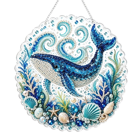 Clearance! DIY Sea Animal Pearl Art Diamond Painting Suncatcher Kit, Whale