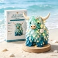 thumbnail image 1 of Clearance DIY Sea Glass Art for Adults, Lighted Christmas Seaglass Figurine, Christmas Glass Mosaic Decorations for Desktop Shelf, Highland Cow, 1 of 5