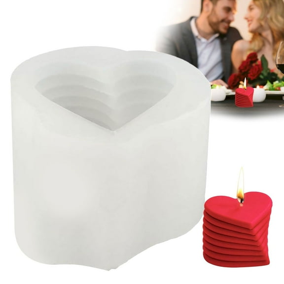 Clearance DIY Silicone Mould under $5,3D Love Heart Candle Resin For Candle Making Silicone Clear Texture Candle Silicone Baking