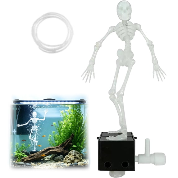 Clearance Dancing Skeleton Aquarium Bubbler – Interactive Fish Tank Decor with 1-Meter Air Hose, Adjustable Bubbles, Funny Gift for All Fish Lovers
