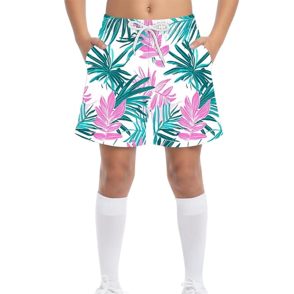 Danhjin Girls and Boys Shorts Casual Printed Summer Beach Shorts Adjustable Waist Quick Ly Dry Swimming Board Shorts 3-14 Years