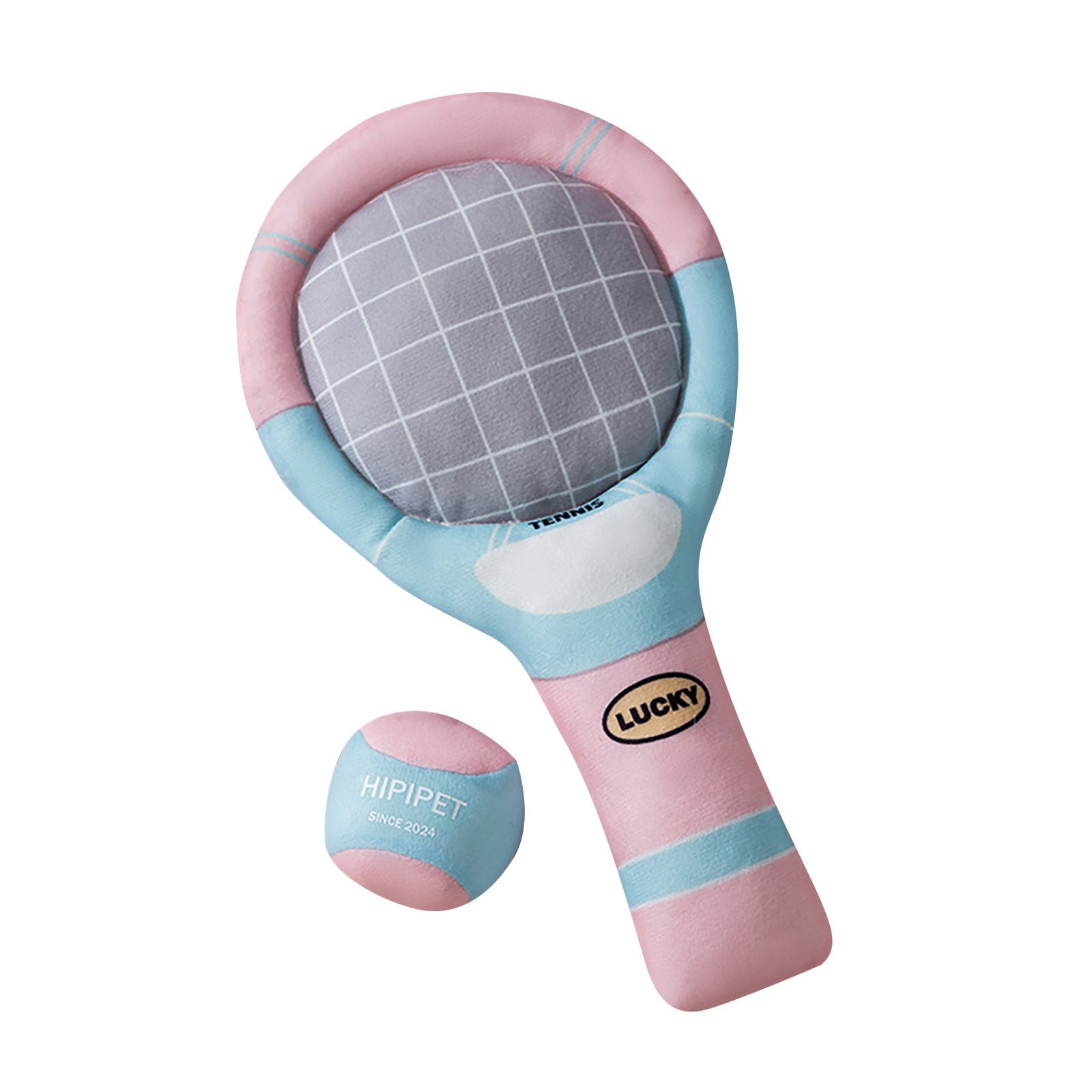 Plush Tennis Racket & Ball Dog Toy Set Durable Chew Resistant ...