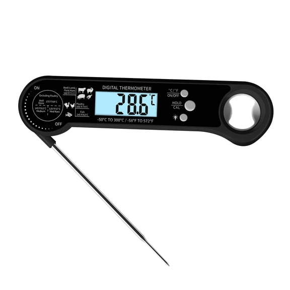 Clearance Deal! Kyusrd Kitchen Tools Electrical FoodThermometer MeatThermometer-Probe Folding Probe Calibration Function For BBQ KitchenThermometers -50-300℃