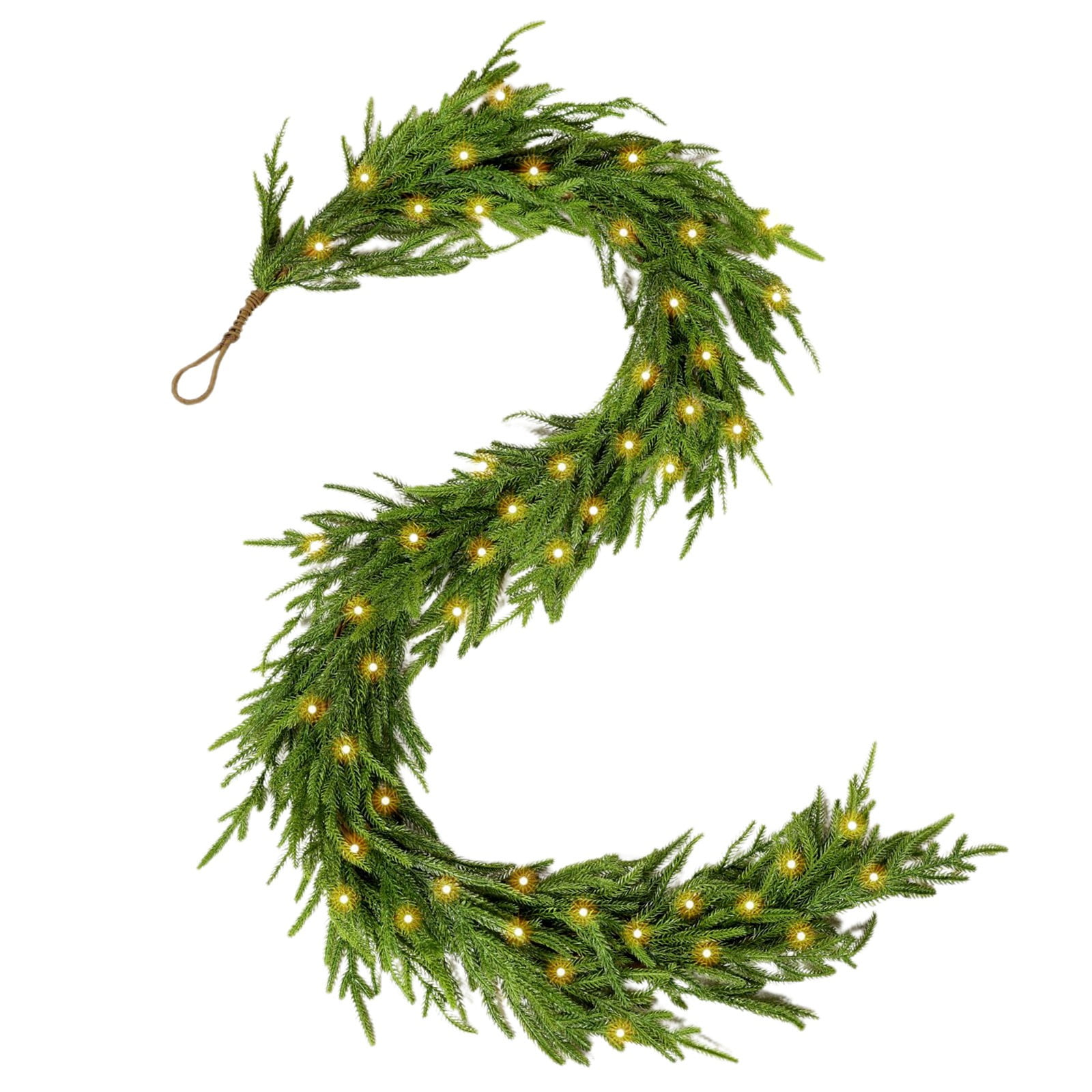 6-Foot Green Pine Christmas Garland with LED Lights