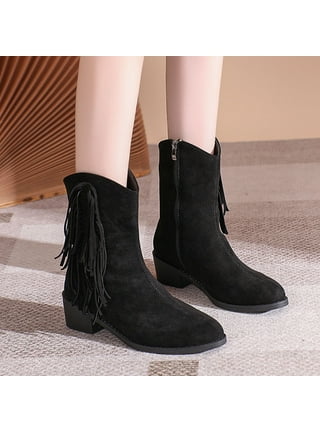 Boots for Women Clearance Deals! Verugu Western Cowboy Low Heel Comfort  Bootie Combat Boots for Women Round Head Car Stitching Snow Boots Belt  Buckle