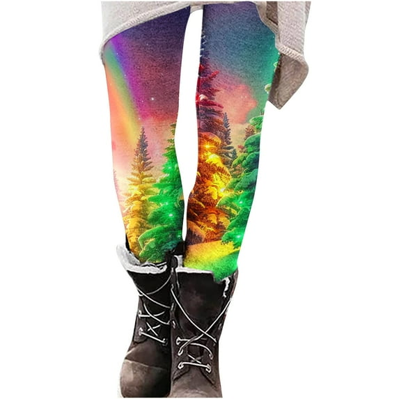 Buigttklop Christmas Leggings for Women Xmas Funny 3D Graphic High Waisted Yoga Pants Ankle Length Holiday Stretchy Tights